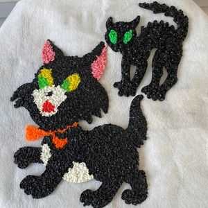 Melted Plastic Popcorn 2 Cats Vintage